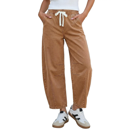 Women's high-waisted stretch wide-leg jeans