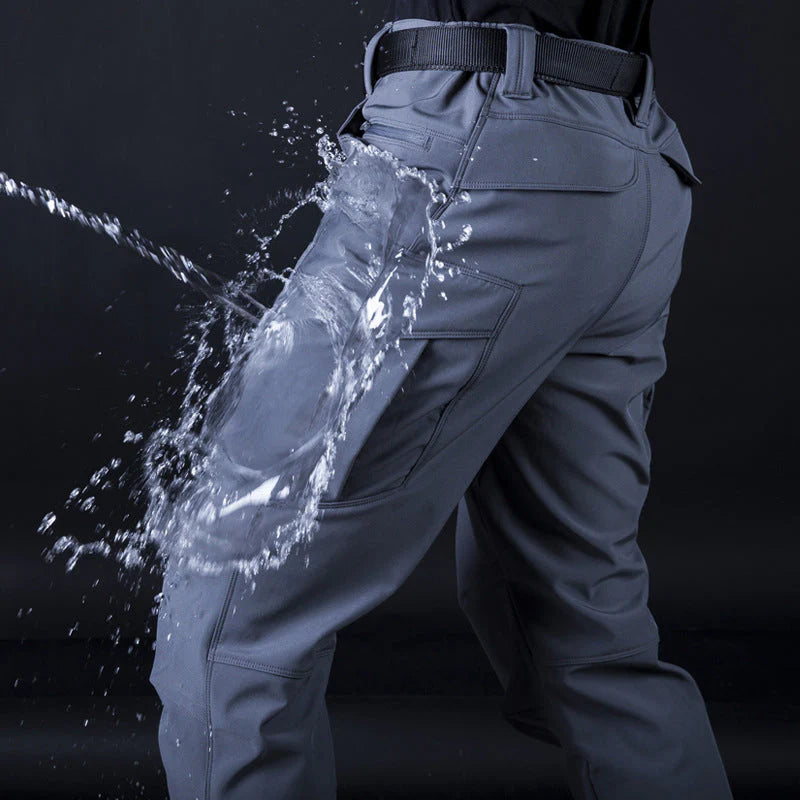 Men's Solid Color Waterproof Tactical Work Pants & Multi-Pocket