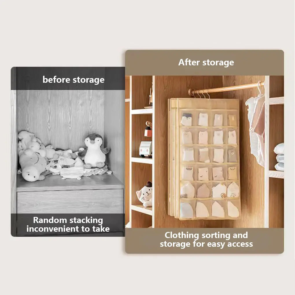 🔥 Space-Saving Bra & Underwear Hanging Organizer – 30 Pockets Dual-Sided Closet Storage Bag for Lingerie. Socks & Small Essentials