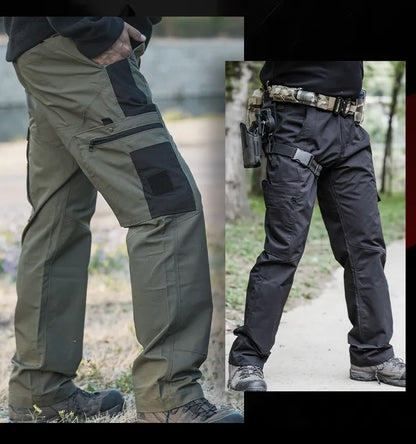 Men's Solid Color Waterproof Tactical Work Pants & Multi-Pocket
