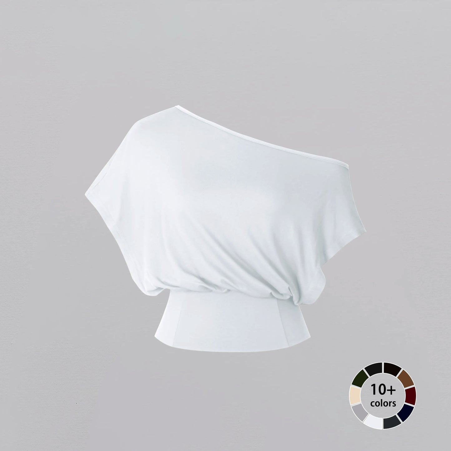 Women Off Shoulder Crop Top, Soft Stretchy Slim Fit Short Sleeve Shirt