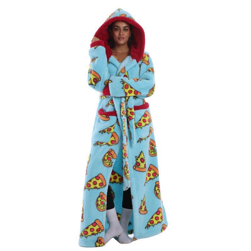 Bamafrontierman™ Hooded Long Leopard Print Bathrobe - Thickened Flannel Fabric