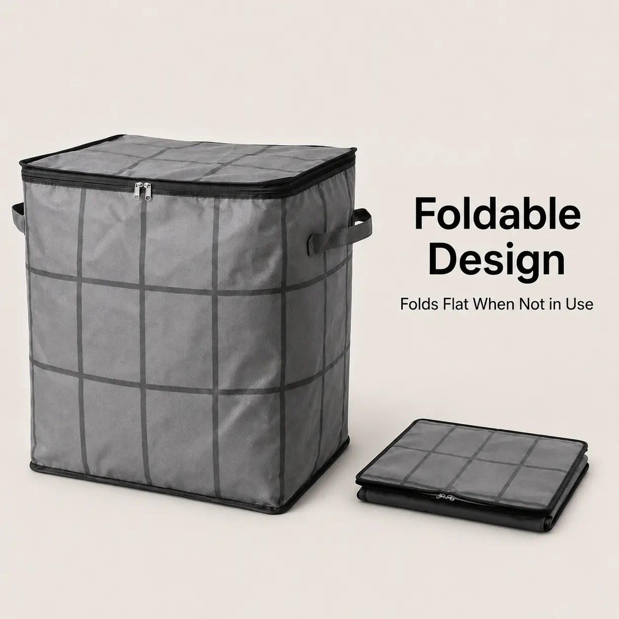 Spacious Moving Fabric Storage Bin – Zippered Organizer for Quilts