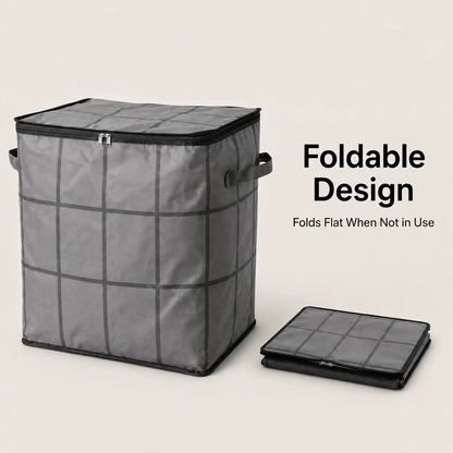 Spacious Moving Fabric Storage Bin – Zippered Organizer for Quilts