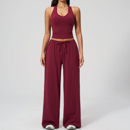 🏃‍♀️Sportswear Set – Adjustable V-neck tank top and wide-leg pants🏃‍♀️