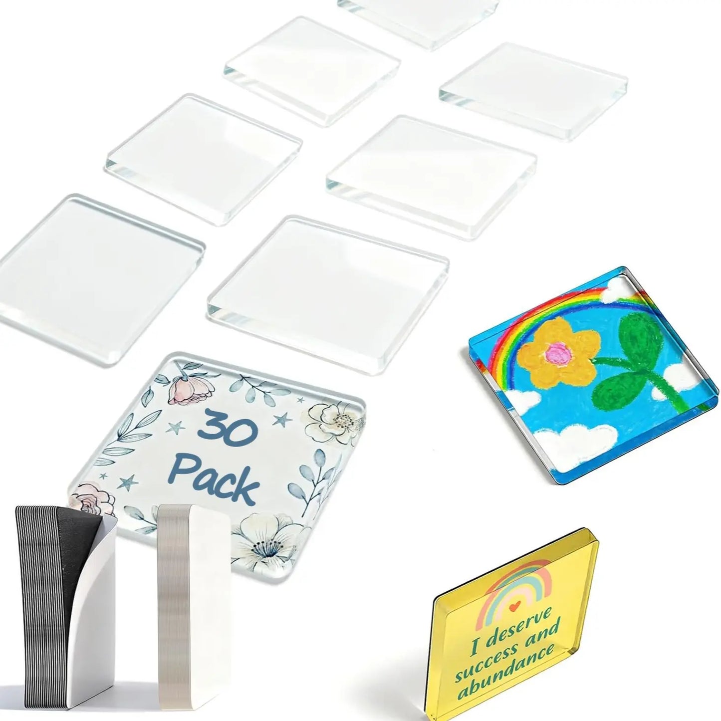 Magnetic Photo Frames 2"x2" Clear Acrylic DIY Fridge Magnets