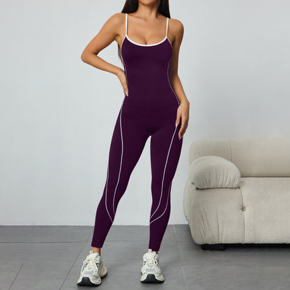 Seamless Criss-Cross Back Workout Jumpsuit – Second-Skin Sculpting Activewear with Hip-Lifting Fit