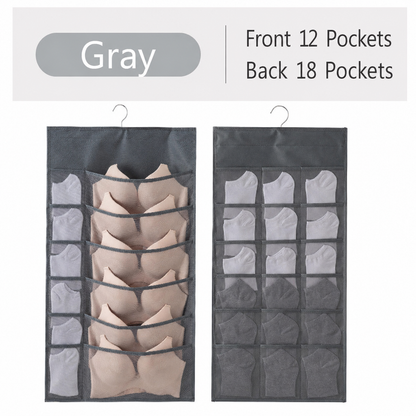 🔥 Space-Saving Bra & Underwear Hanging Organizer – 30 Pockets Dual-Sided Closet Storage Bag for Lingerie. Socks & Small Essentials