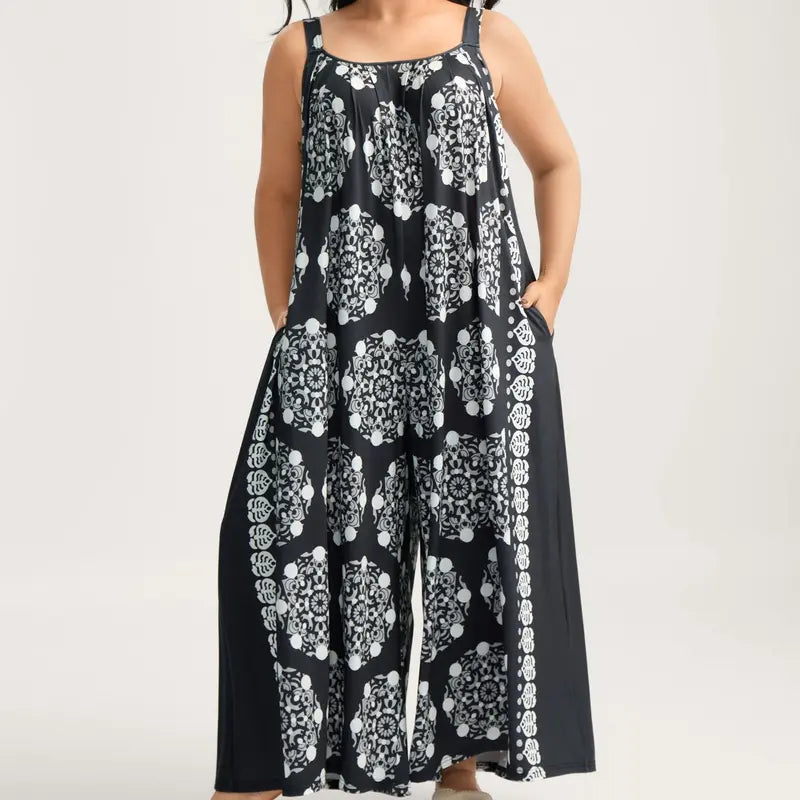 Women’s Plus Size Bohemian Spandex Overalls – Flowy Comfort, Effortless Style
