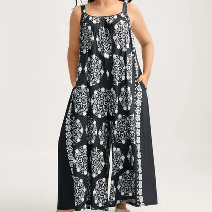 Women’s Plus Size Bohemian Spandex Overalls – Flowy Comfort, Effortless Style