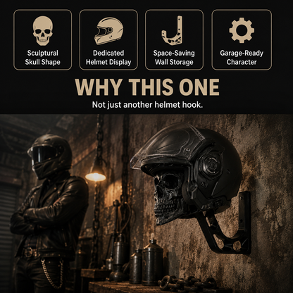 Skull Motorcycle Helmet Wall Mount