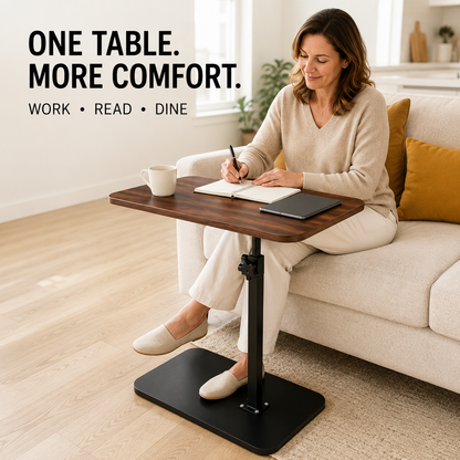 Mobile Adjustable Overbed Table C-Shape Laptop Desk with Rolling Wheels