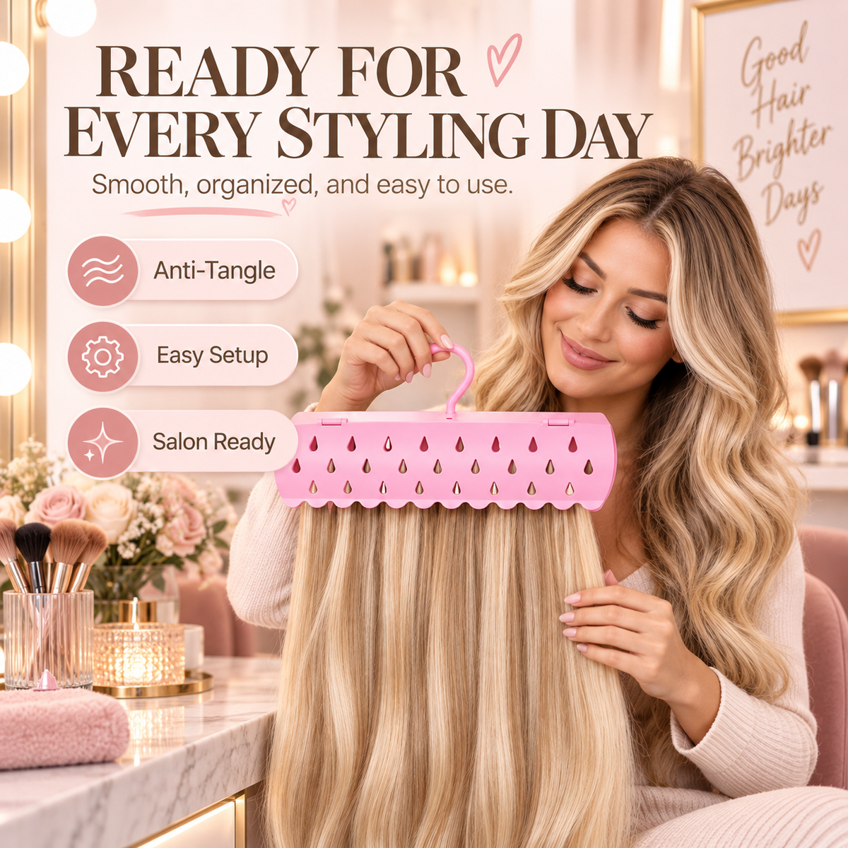 Hair Extension Holder And Hanger Stand For Styling