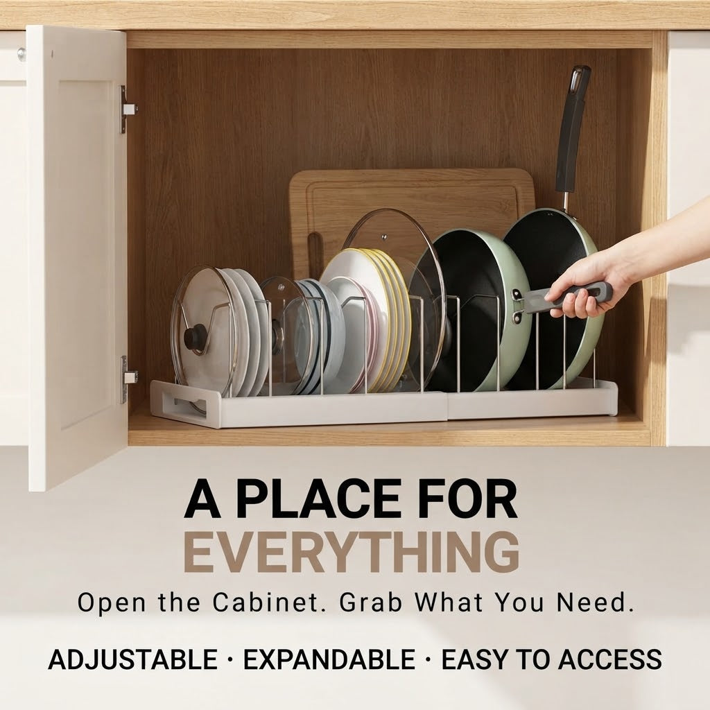 Expandable Pot Lid & Pan Organizer Rack