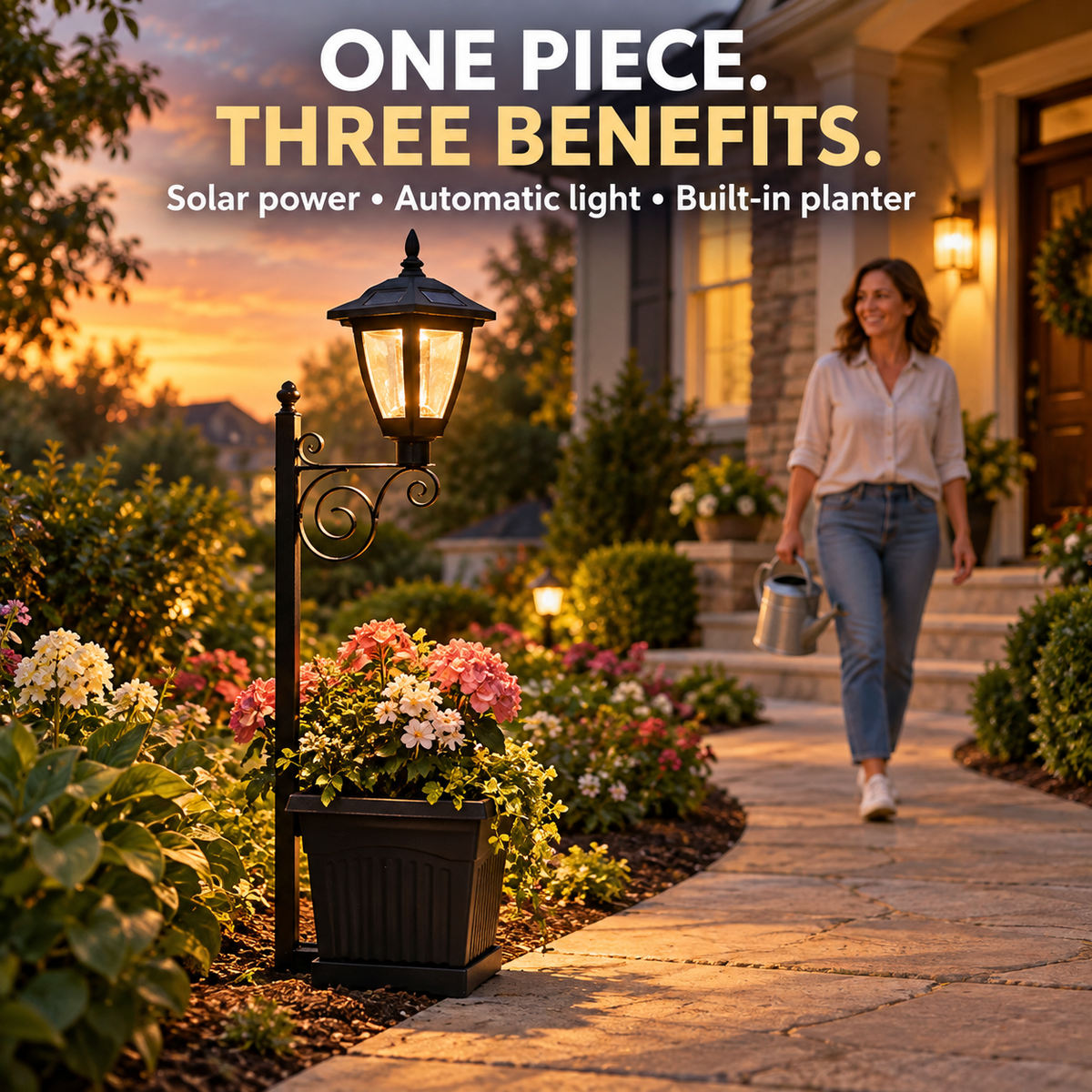 Solar Planter Lamp — Flowers by Day, Light by Night