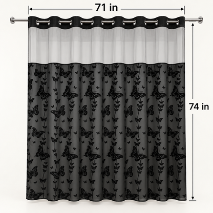 Hookless Double-Layer Shower Curtain with Snap-in Fabric Liner