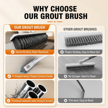 360° Rotating V-Shaped Grout Brush for Effortless Multi-Surface Deep Cleaning