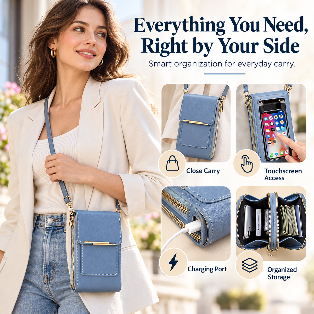 📱Touchscreen Crossbody Phone Bag with Card Slots & Dual Zippers📱