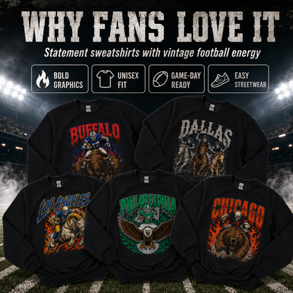Vintage Football Graphic Crewneck Sweatshirt