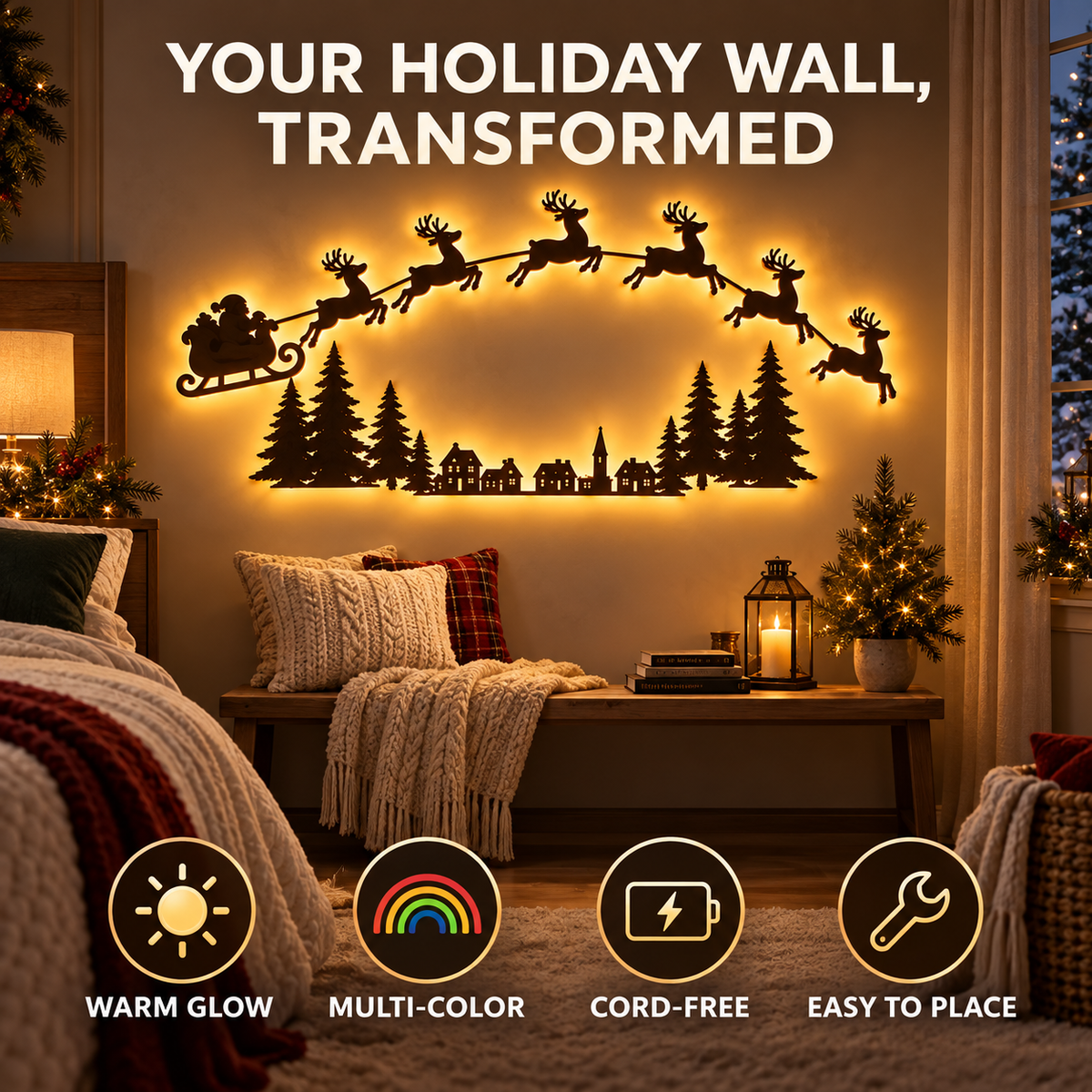 Christmas Reindeer LED Wall Decor