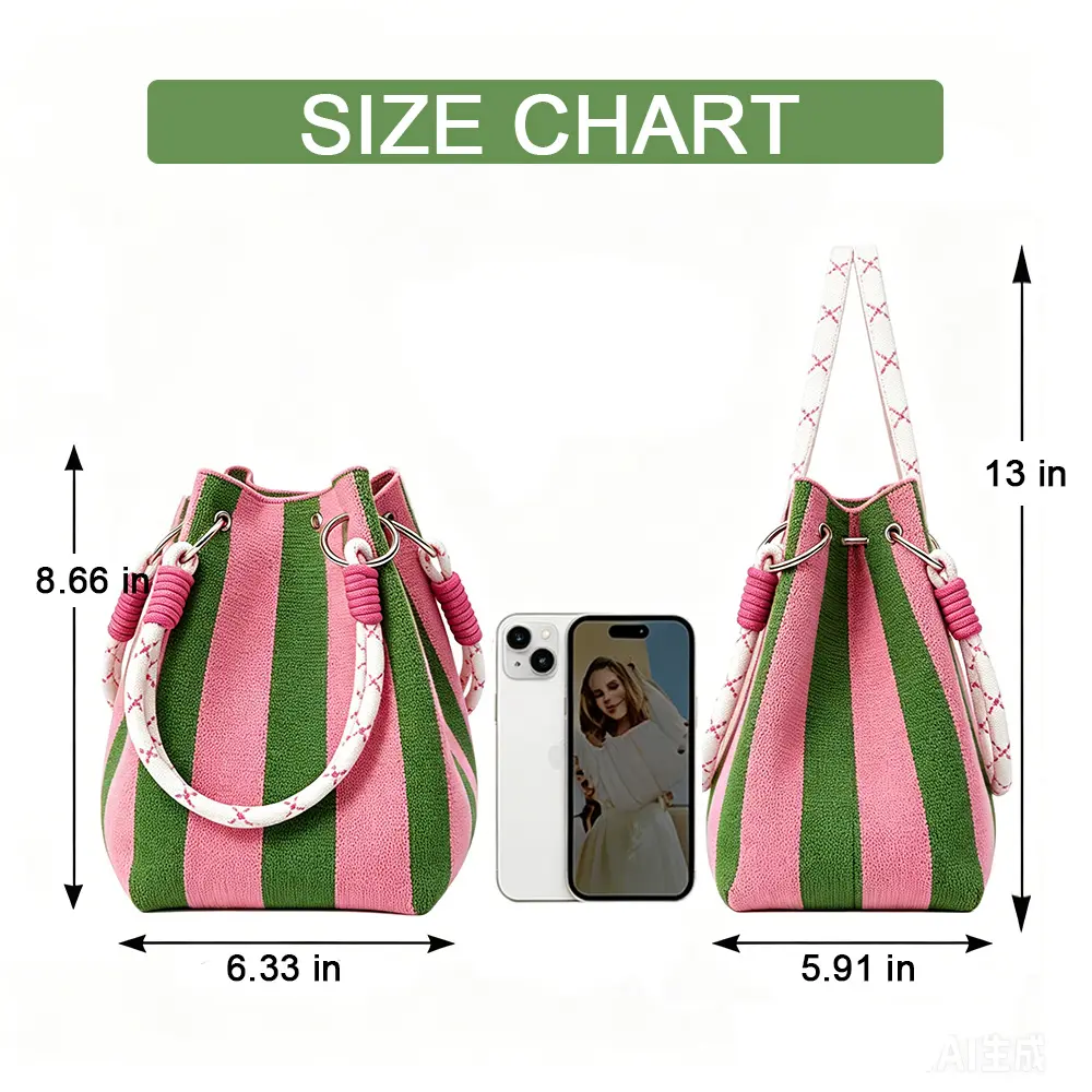 Boho Woven Bucket Bag – Lightweight Crochet Shoulder Bag