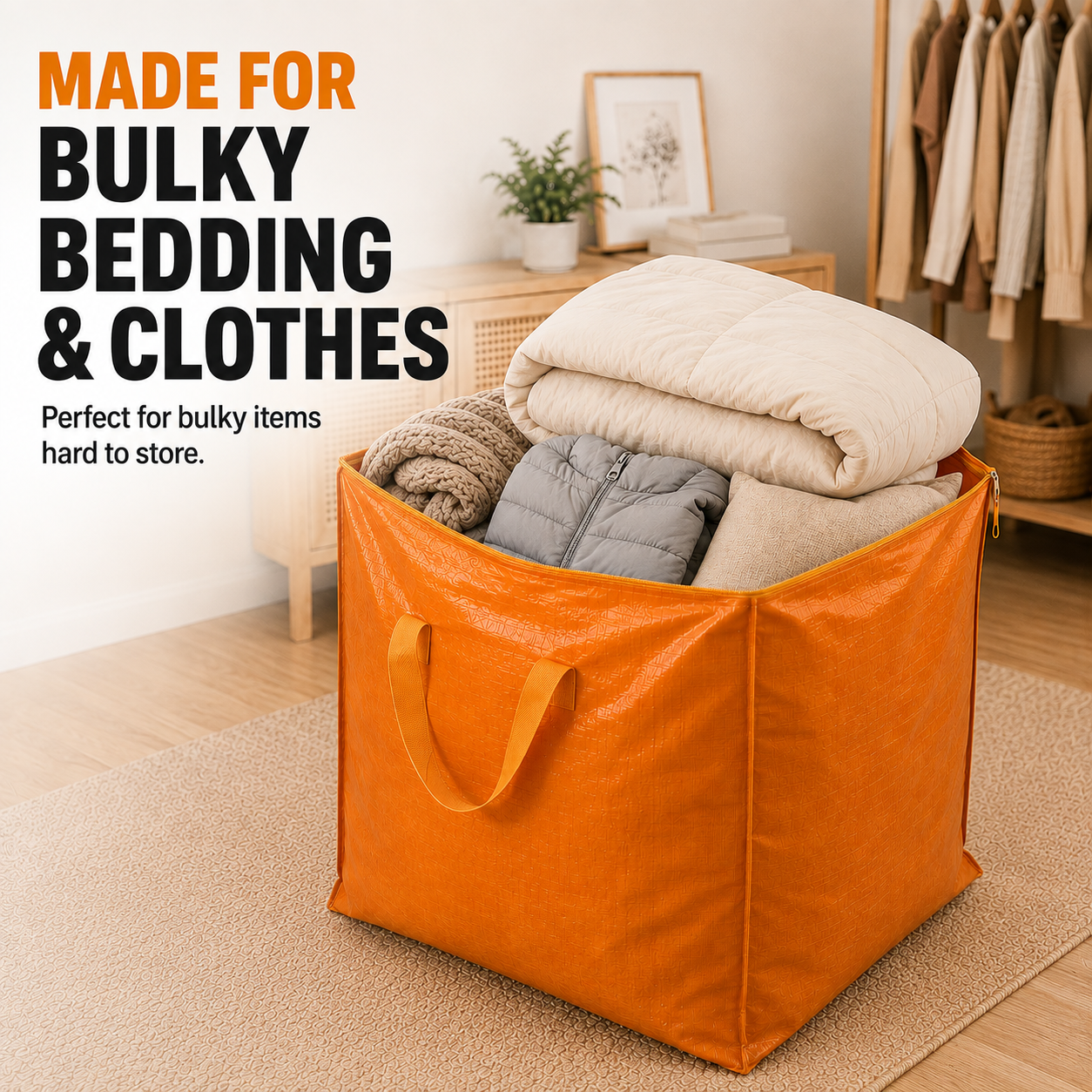 📦400L extra-large capacity clothing storage bag with handles and zippers📦