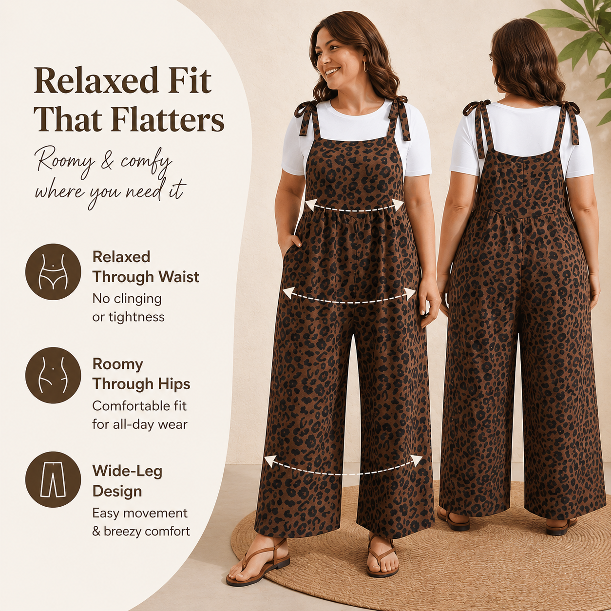 Plus Size Sleeveless Casual Jumpsuit for Women - Loose Fit, with Pockets