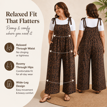 Plus Size Sleeveless Casual Jumpsuit for Women - Loose Fit, with Pockets
