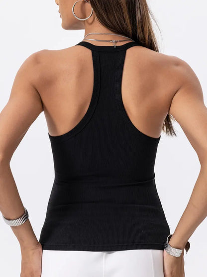 V Neck Cotton Tank Tops with Built-in Shelf Bra Sleeveless Racerback Fitted Basic Cami Shirts