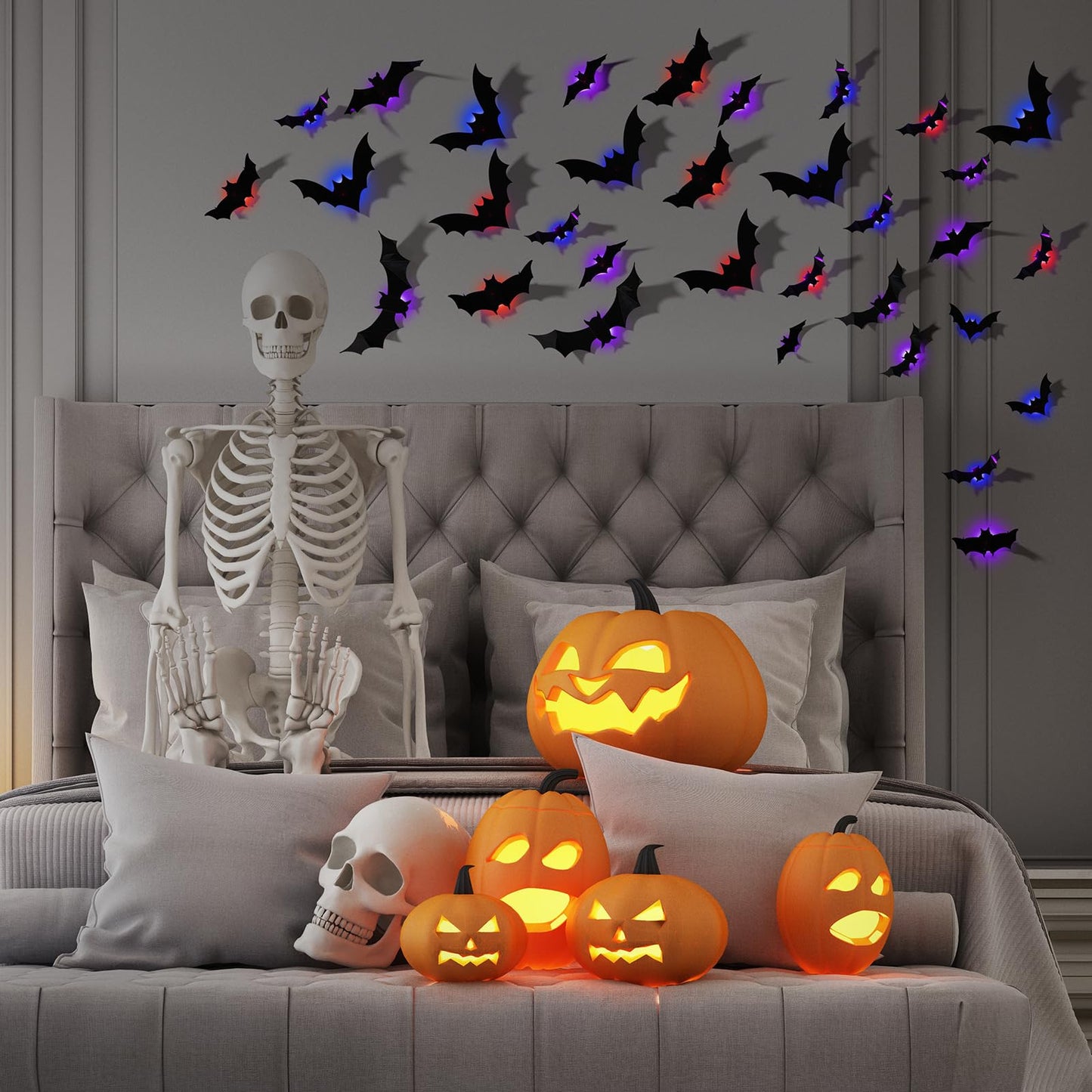 3D Light-Up LED Flying Bats Wall Decor