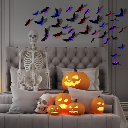 3D Light-Up LED Flying Bats Wall Decor