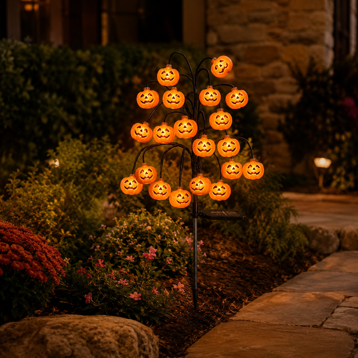 Solar Pumpkin Branch Stake Lights (20 LED)