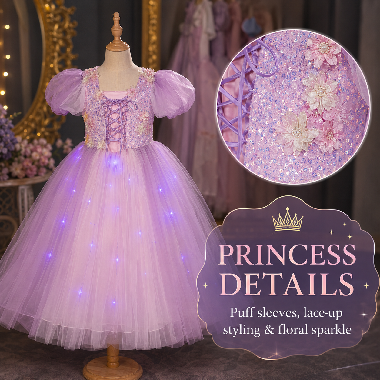 Magical Light-Up Princess Twirl Dress