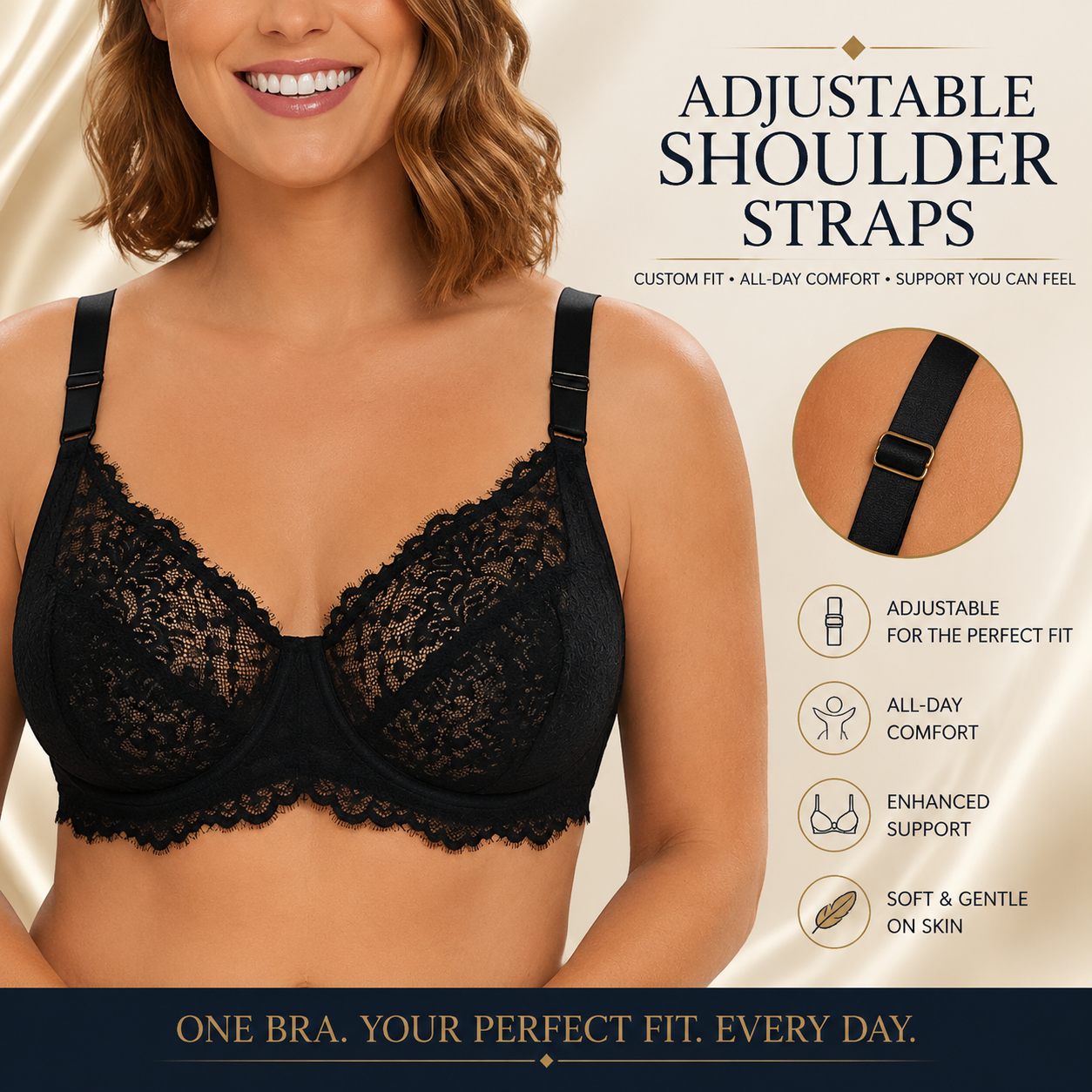 Women's Full Coverage Lace Support Bra