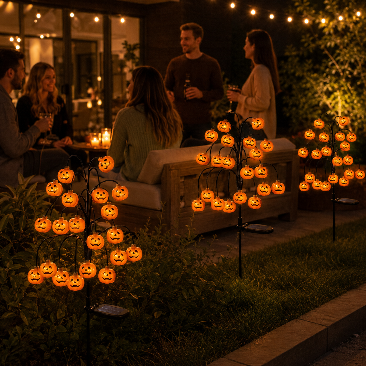 Solar Pumpkin Branch Stake Lights (20 LED)
