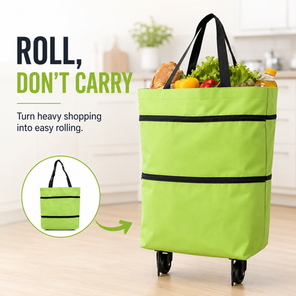 2-in-1 Foldable Wheeled Shopping Cart – Large Capacity, Reusable