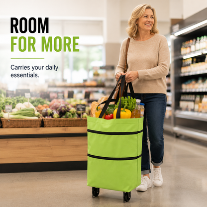2-in-1 Foldable Wheeled Shopping Cart – Large Capacity, Reusable
