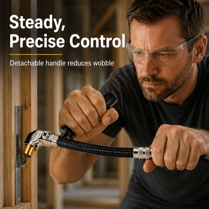 90° Right Angle Drill Attachment with Flexible Extension Shaft