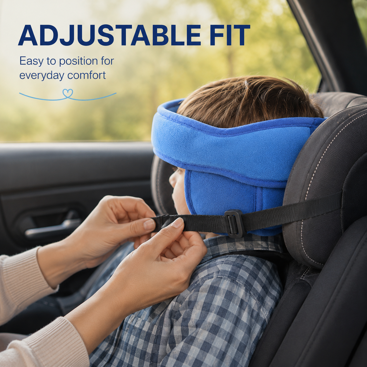 Child car seat headrest sleep support belt