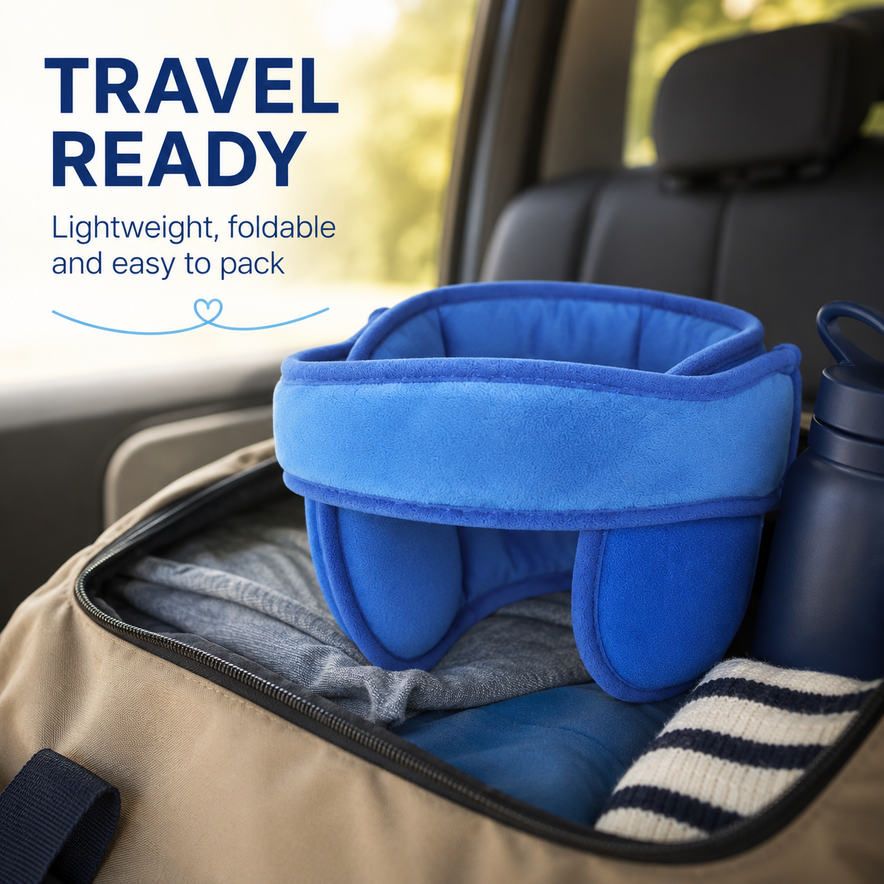 Child car seat headrest sleep support belt