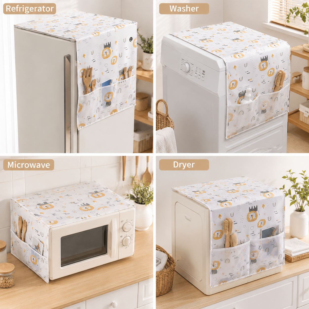 Dust cover for household appliances with storage bag