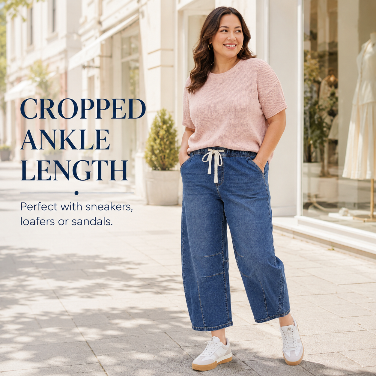 Women's high-waisted stretch wide-leg jeans