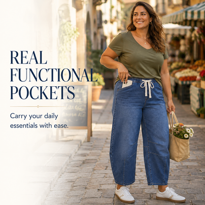 Women's high-waisted stretch wide-leg jeans