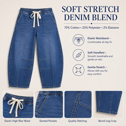 Women's high-waisted stretch wide-leg jeans