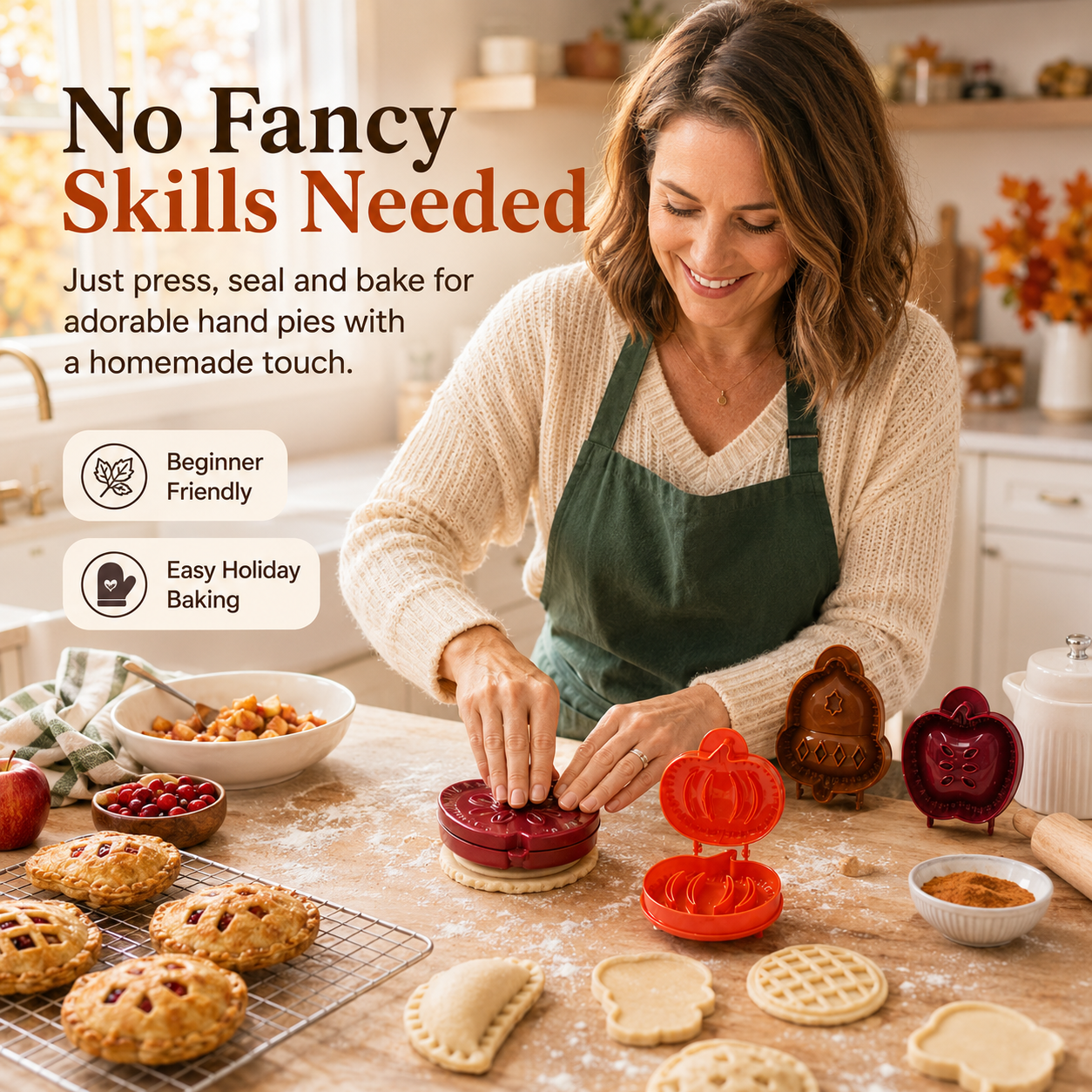 6 Pack Hand Pie Molds – Dough Presser for Mini Pocket Pies Baking