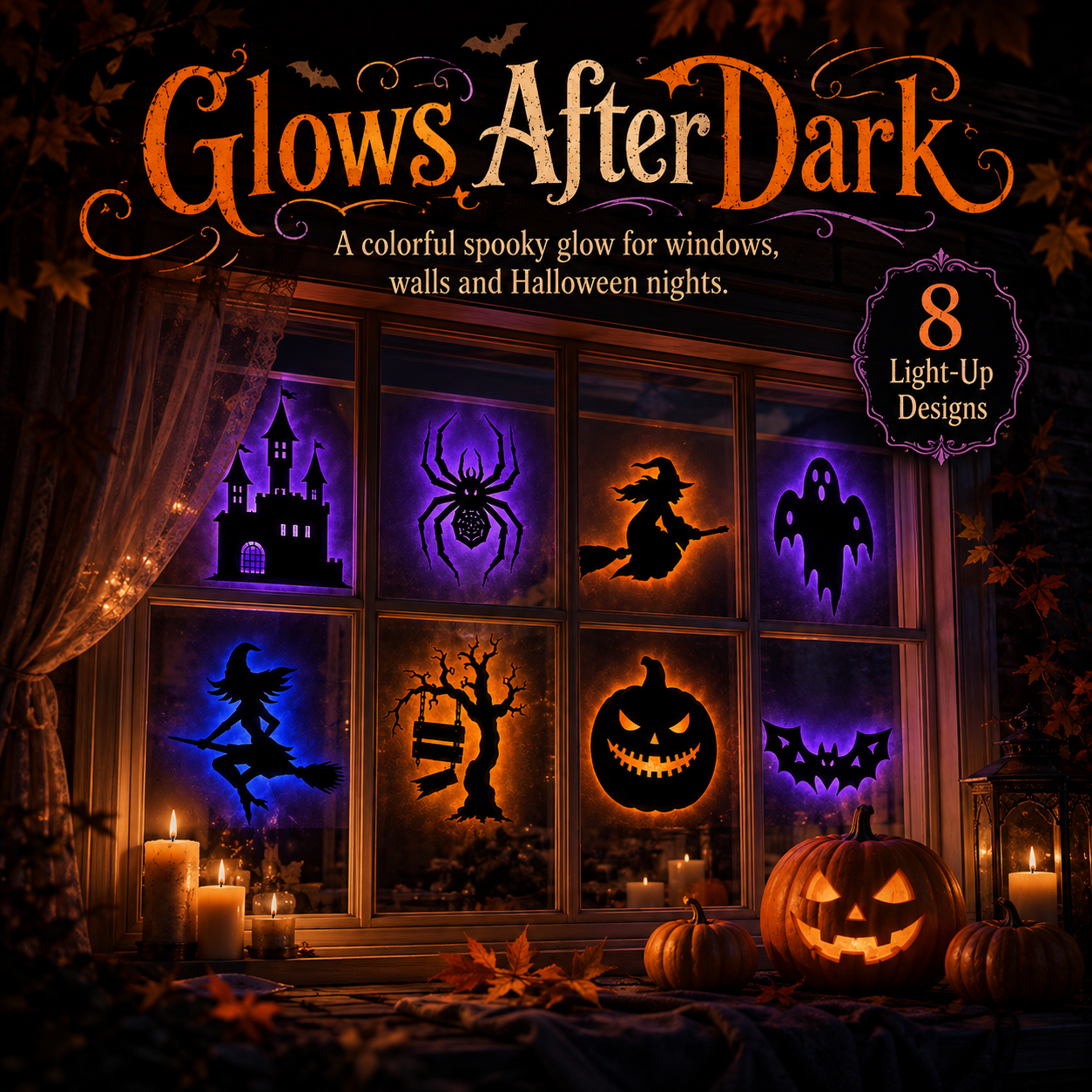 Halloween LED wall stickers – dazzling light effects create a spooky atmosphere