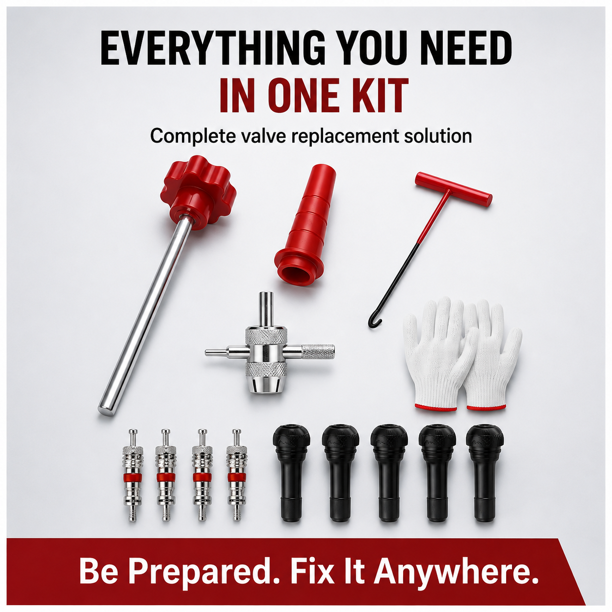 13-piece tire valve stem quick replacement tool kit