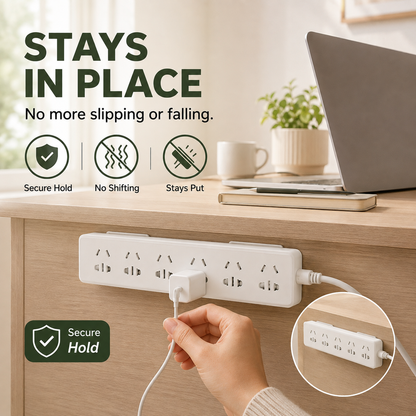 No-drill adhesive socket bracket – Wall-mounted cable management