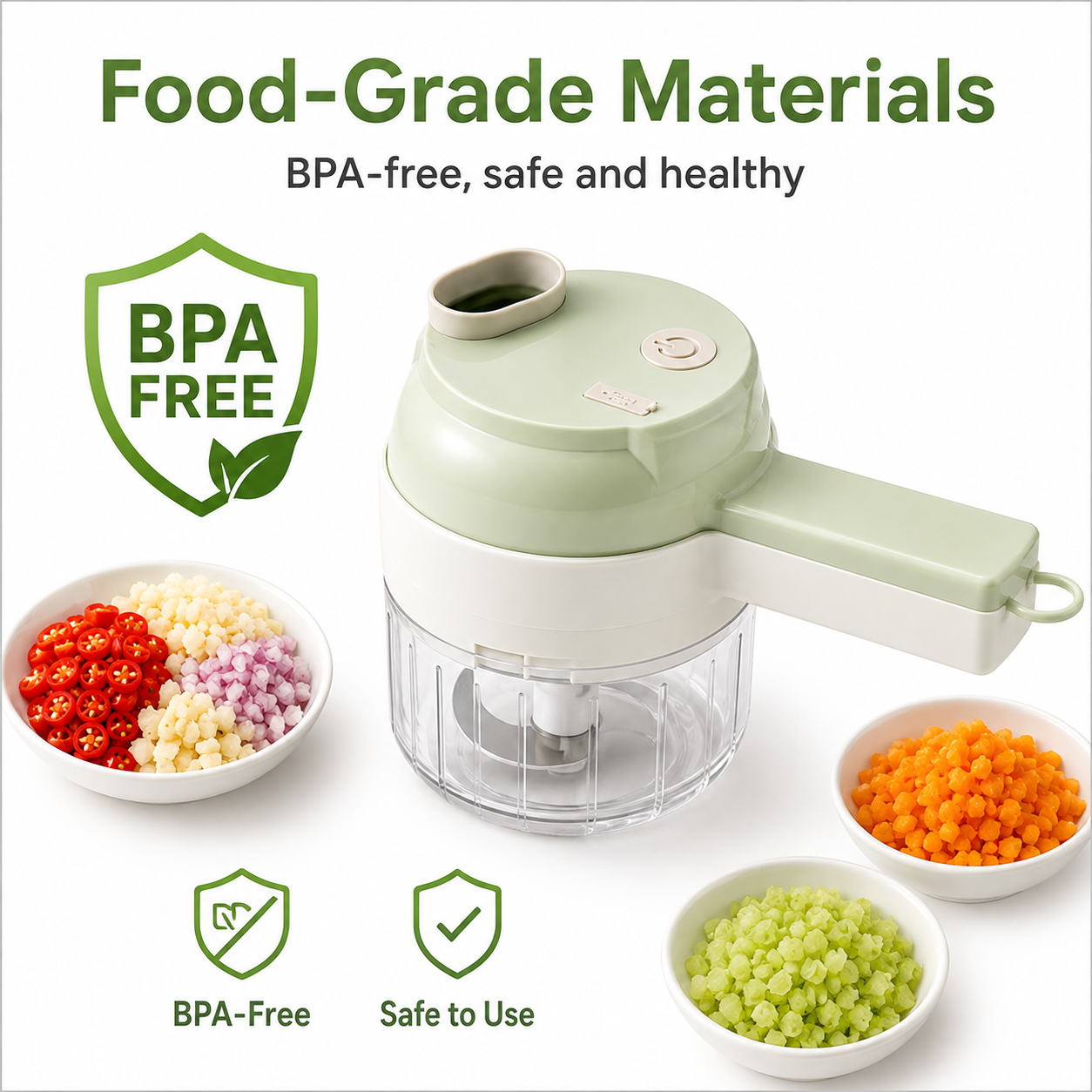USB rechargeable handheld food processor, portable food processing tool