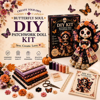 DIY Day of the Dead Butterfly Skull Doll Sewing Kit – Complete Craft Set